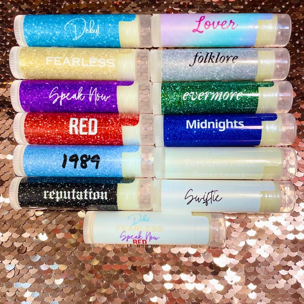 Set of 13 Custom Eras Tour TS Lip Balms | Swiftie Lip Balms | 100% Organic | Custom Swiftie Lip Balm | Limited Edition