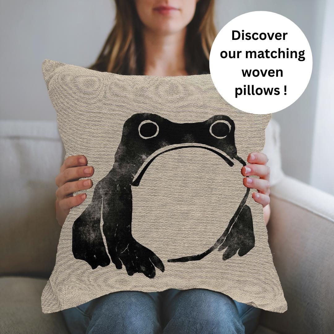 Grumpy Toad Woven Blanket - Matumoto Shoji Frog Japanese Art Tapestry ...
