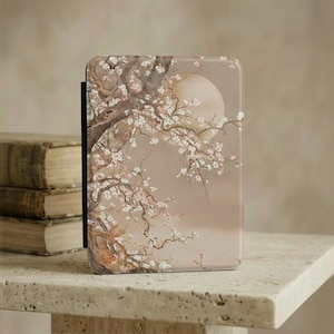Japanese Cherry Blossom Kindle Paperwhite Case 7 inch | Vintage Ukiyo-e Sakura Kindle Cover with Hand Strap | Aesthetic Floral Bookworm Gift
