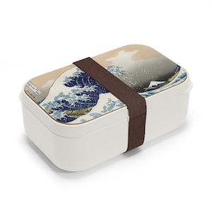 Japanische Welle Bento Lunch Box, Hokusai Herren Lunchbehälter für Erwachsene, japanische Geschenke, Big Wave Design, Bento Box für die Arbeit, umweltfreundliches Mittagessen