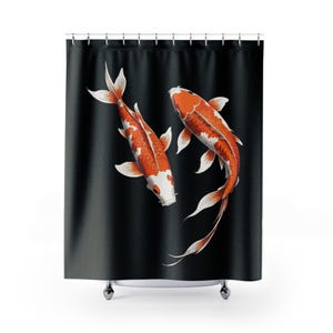 Koi Fish Shower Curtain, Japandi Bathroom Decor, Zen Shower Curtain, Asian Inspired Bathroom, Relaxing Shower Curtain, Spa-Like Bath Curtain