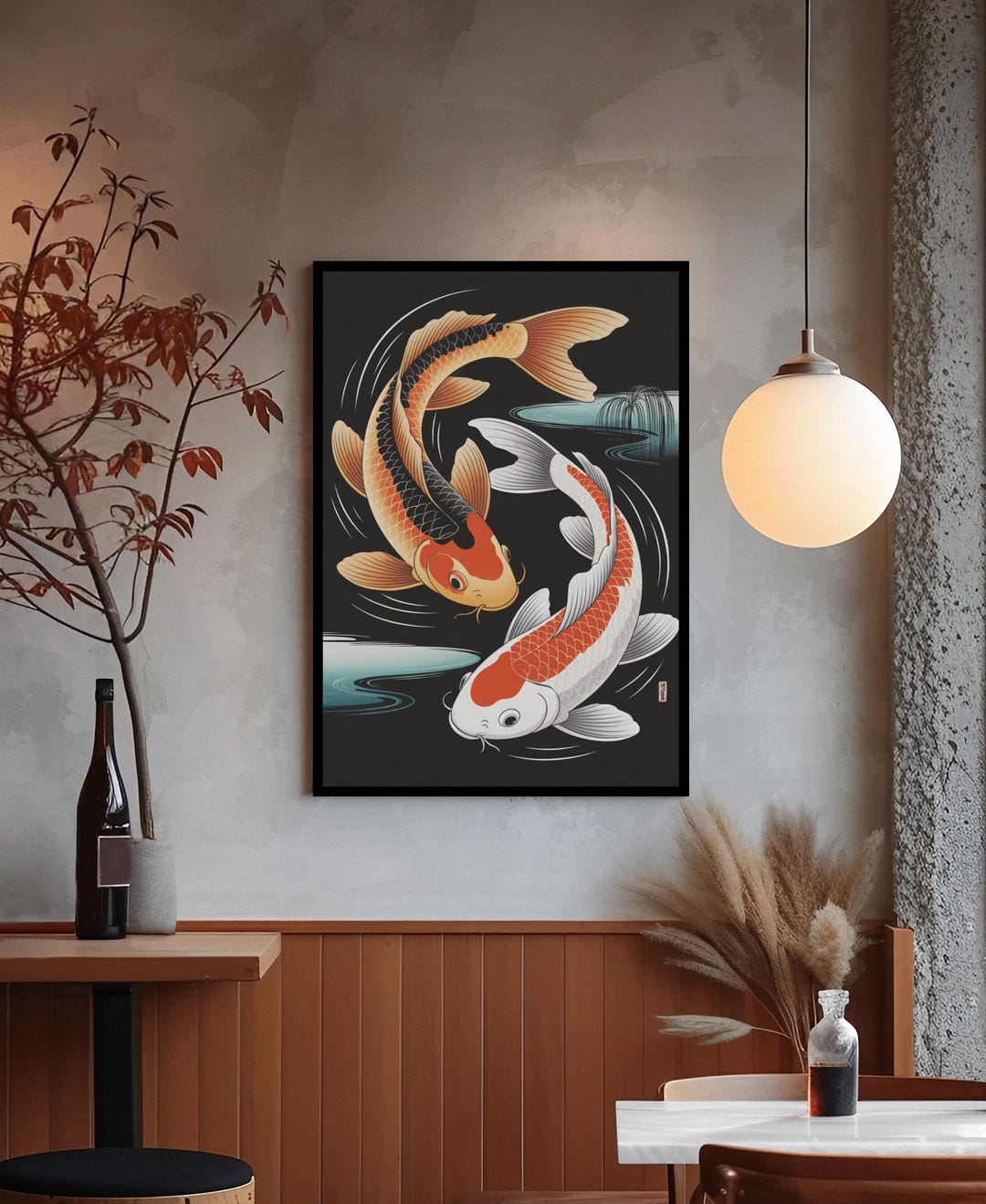 Koi Fish Wall Art, Koi Poster Koi Fish Print Framed Japanese Art ...