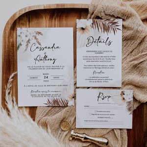 French set of wedding invitation cards, wedding invitation models, Country wedding invitation, invitation to personalize corjl