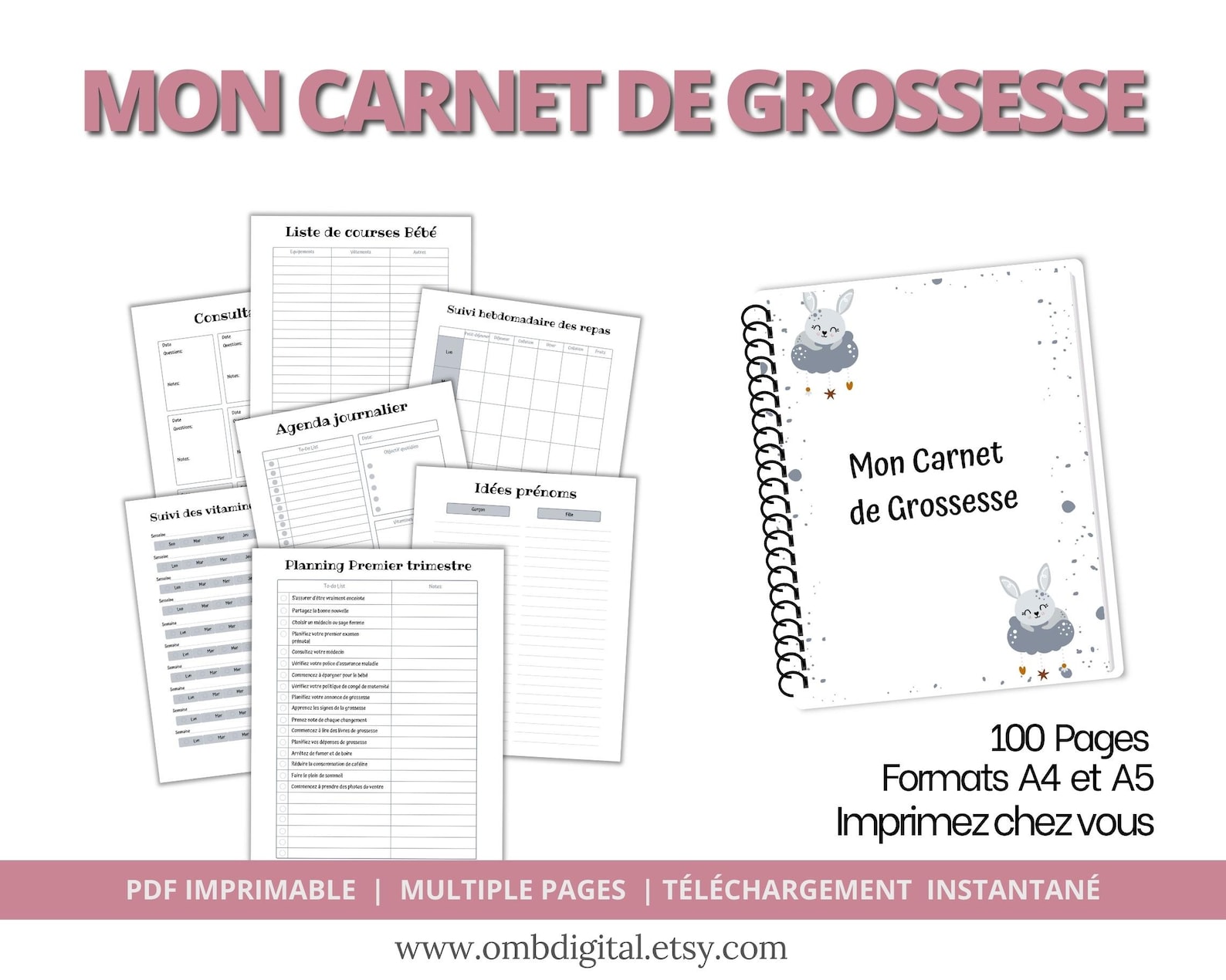 Page De Garde Grossesse Carnet de grossesse à imprimer, suivie grossesse, journal de grossesse