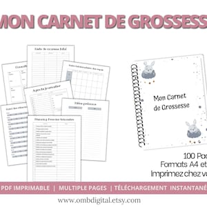 Pregnancy notebook to print, pregnancy follow-up, pregnancy diary, printable pregnancy book in French size A4 A5, future mother