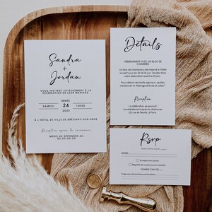 French together wedding invitation cards, wedding invitation templates, minimalist wedding invitation, invitation to customize corjl