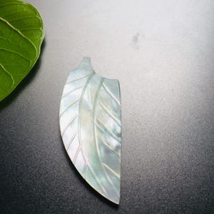Hand Carved Mother of Pearl Fan Inlay | Iridescent MOP Shell Cabochon | Jewelry Making Supply | Guitar Inlay | Shell Pendant Blank