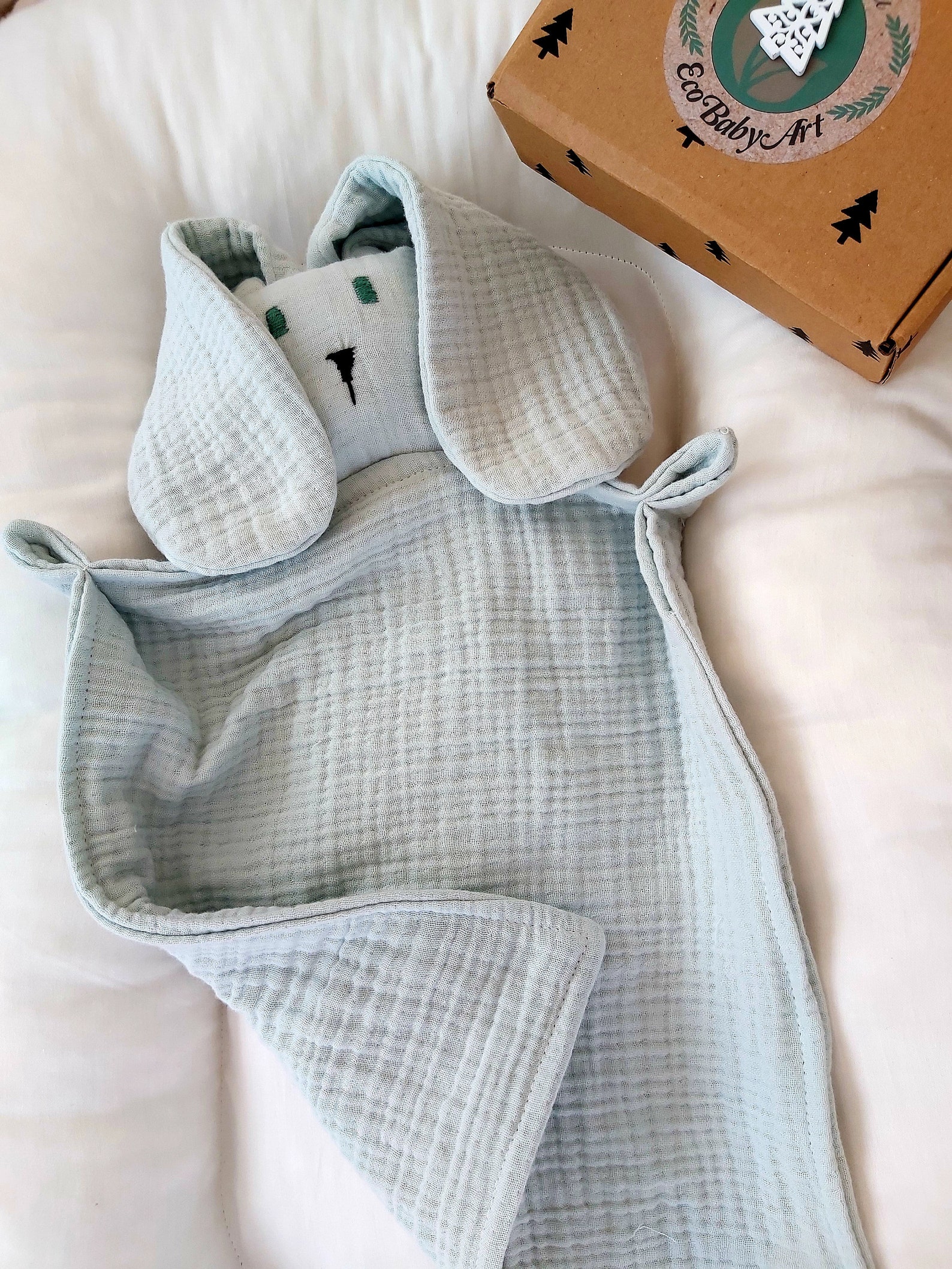 Muslin Baby Comforter Baby Lovey Muslin Bunny Comforter Etsy