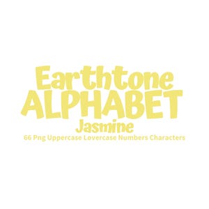 Alfabeto amarillo jazmín (impresión comercial bajo demanda), letras y números imprimibles en formato PNG en tonos tierra amarillos, decoración infantil para guardería.