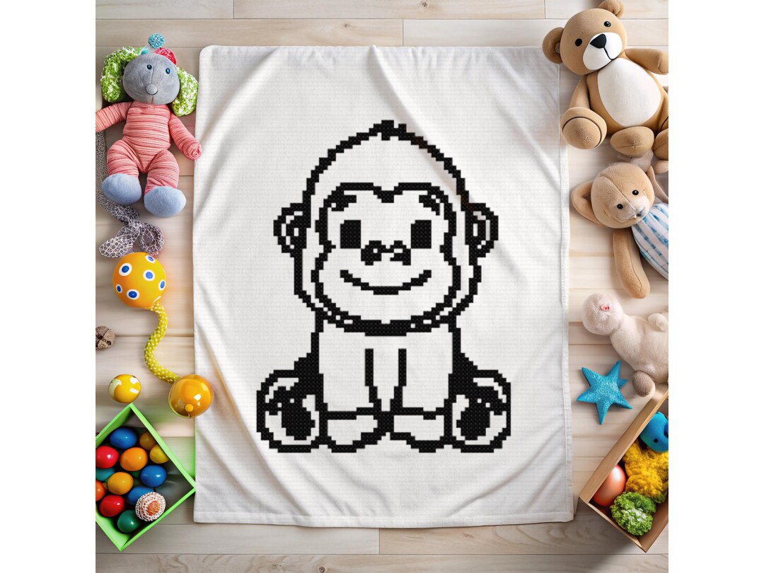 Cute Gorilla C2c Crochet Blanket Pdf Pattern, Safari Animal Blanket ...