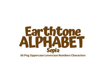 Earthtone Sepia Alphabet Commercial Use Print on Demand, Brown Png Letter Number Clipart, Custom Order Printable Project, Personal Wall Art
