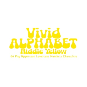 Alfabeto amarillo medio intenso para uso comercial, impresión a pedido, imágenes prediseñadas de números y letras amarillas, pedido personalizado de ABC para álbumes de recortes de creadores