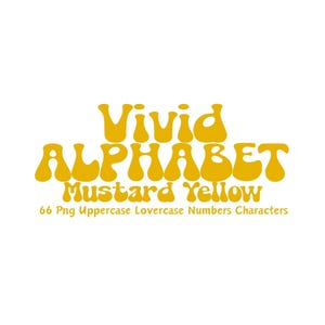 Alfabeto amarillo mostaza para uso comercial, impresión a pedido, imágenes prediseñadas de números y letras en amarillo intenso, regalo personalizado, regalo navideño personalizado