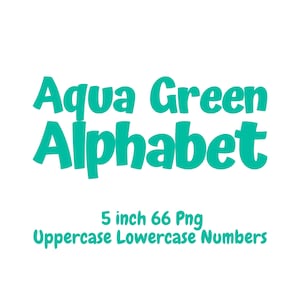 Alfabeto verde agua para uso comercial, números en mayúsculas y minúsculas en tonos verdes, fuente escolar clásica, alfabeto imprimible para álbumes de recortes.