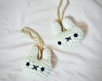 Miffy Portachiavi all'uncinetto, simpatico coniglietto bianco Amigurumi Borsa Ciondolo Peluche