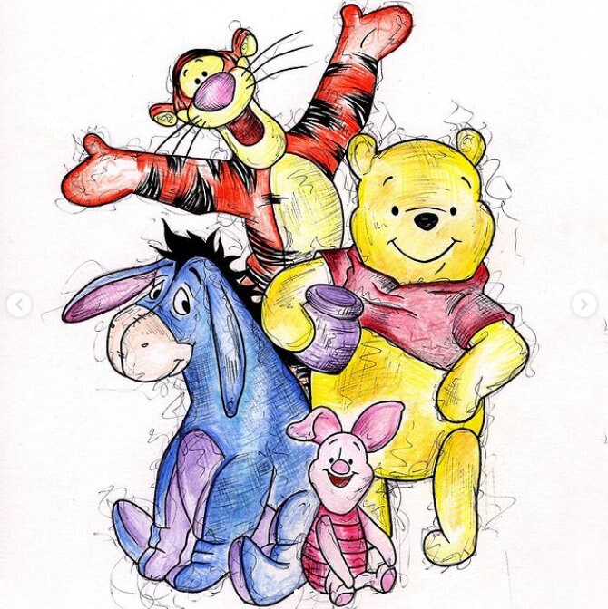 Free Personalisation Winnie the Pooh Art Print Handmade | Etsy