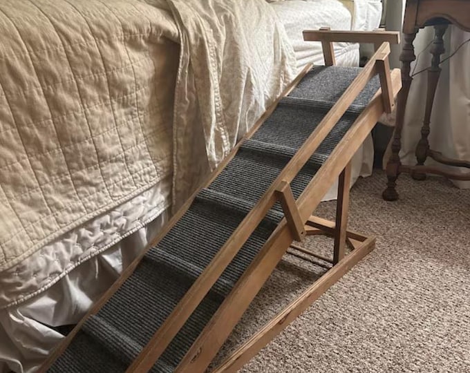 Featured listing image: 12"x56" Adjustable Pet Ramp – 24", 28", 32" Heights, Side & End Rails, Rubber Feet, For Small to Medium Dogs, Safe and Sturdy Design
