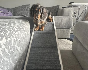16"x40" Adjustable Pet Ramp for Large Dogs (25–125lbs) – 16" and 20" Height Settings, Carpet with Traction Bumps, Rubber Feet, Sturdy & Safe