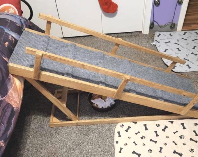 18"x56" Adjustable Pet Ramp – 20, 24 & 28" Heights | 2 Side Rails, Carpet Traction, Rubber Feet | For XL Pets Up to 150lbs