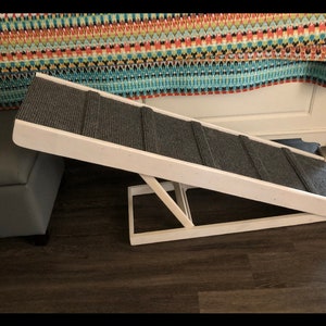 12&quot;x40&quot; Adjustable Pet Ramp – 16&quot; & 20&quot; Heights – For Small Dogs &lt;20lbs, Traction Bumps and Rubber Feet, Bed or Couch Access