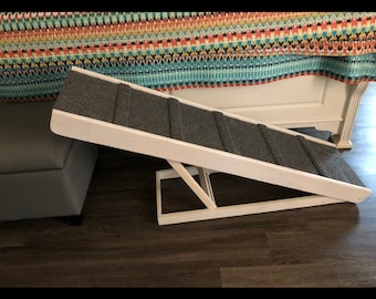 12"x40" Adjustable Pet Ramp – 16" & 20" Heights – For Small Dogs <20lbs, Traction Bumps and Rubber Feet, Bed or Couch Access