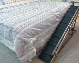 12"x66" Adjustable Dog Ramp – 28", 32", 36" Heights, Carpet Traction, Side & End Rails, Non-Slip Rubber Feet, For Small to Medium Pets