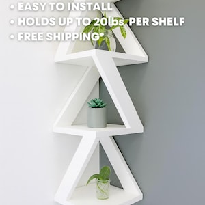 Corner Display Shelf for Succulents, Toys & Books, Solid Wood Wall Storage, Handmade Mid-Century Modern Decor, House Warming Gift, Easy Hang