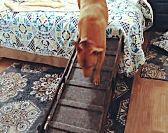 16"x40" Adjustable Pet Ramp for Large Dogs (125lbs+) – 16" and 20" Heights, Side Rails, Traction Bumps, Rubber Feet for Wood or Tile Floors