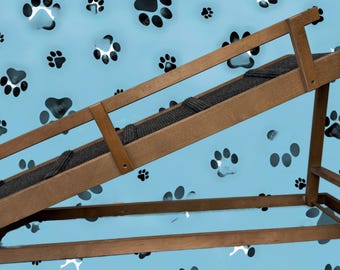 12"x52" Pet Ramp – 28" High, 8" Platform, One Side & Top Rail, Carpet with Traction Bumps, Non-Slip Rubber Feet, For Small to Medium Pets