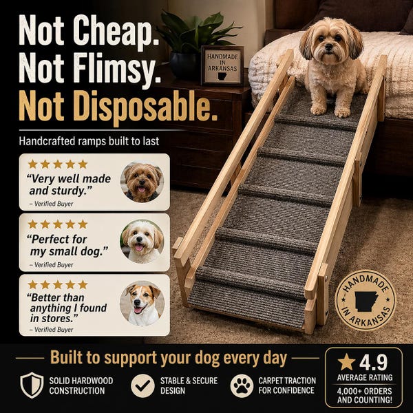 Dog Ramp for Bed – Large Dog Ramp 16x56 Adjustable 24–32” – Two Side Rails – Senior Dog Ramp – Wooden Ramp for Bed