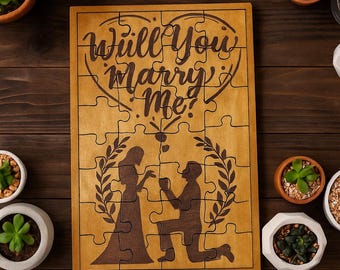 Engraved Wooden Proposal Puzzle: "Will You Marry Me?" Keepsake