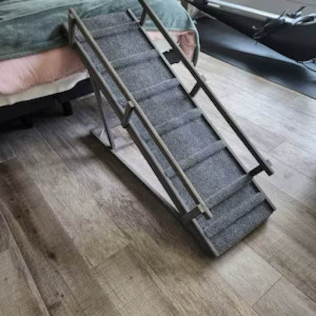 12x52 Adjustable Ramp 2 Side RAILS Carpet and Traction Bumps Small/med