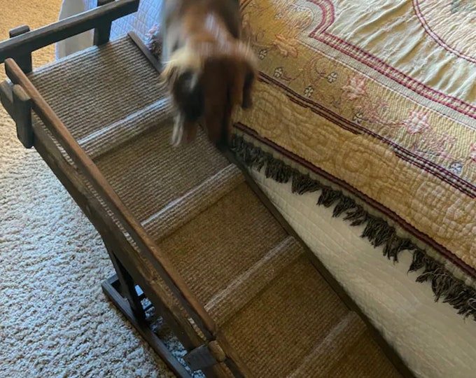 12"x66" Adjustable Dog Ramp – 28", 32", 36" Heights, Carpet Traction, Side & End Rails, Non-Slip Rubber Feet, For Small to Medium Pets