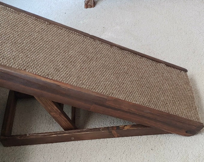 Adjustable Folding Pet Ramp – 10"x40", 16" and 20"  adjustable Heights – Small to Medium Dogs, Wood & Carpet,  Folds Flat for Storage