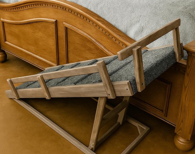 12"x48" Adjustable Pet Ramp – 16", 20", 24" Heights, 1 Side & Top Rail, Carpet, Traction Bumps, Rubber Feet, Pets Up to 20lbs