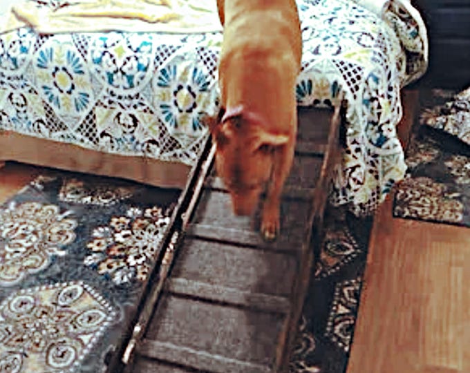16"x48" Adjustable Pet Ramp – 16", 20", 24" Heights, Side Rails, Carpet, Traction Bumps, Rubber Feet, Pets Up to 120lbs