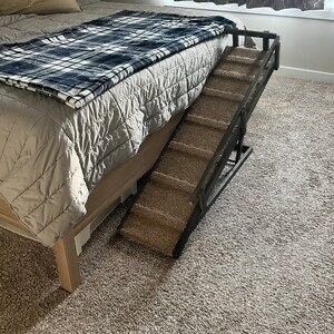 16"X56" Adjustable Ramp | 1 Side & 1 Top Rail  | Carpet and Traction Bumps | Large Dog or Pet 125lbs | Rubber Feet for Tile or Wood Flooring