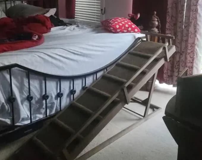 16"x66" Hardwood Pet Ramp – 28", 32", 36" Heights, One Side & Top Rail, Traction Bumps, Rubber Feet, For Dogs, Cats, and Pets