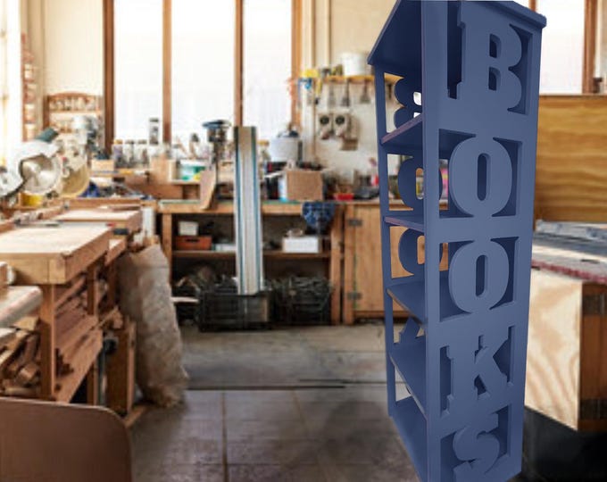 Custom Color "BOOKS" Bookshelf – Modern Vertical Book Storage Display, Statement Piece for Home, Office, or Bookstore