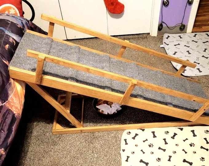 12"x48" Adjustable Pet Ramp with Side Rails – 16", 20", and 24" Heights, Ramp for Dogs and Cats, Traction Bumps, Non-Slip Rubber Feet