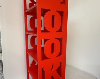Handmade "BOOKS" Bookshelf: Modern Vertical Book Storage, Custom Color