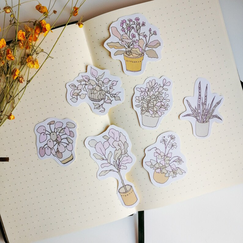 plant stickers aesthetic flower journal sticker pack etsy
