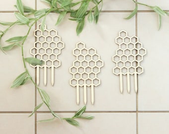 Honeycomb plant trellis, Mini hexagon wooden plant climber, Indoor plant support honey comb, Houseplant accessory decor gift, Wood trellis
