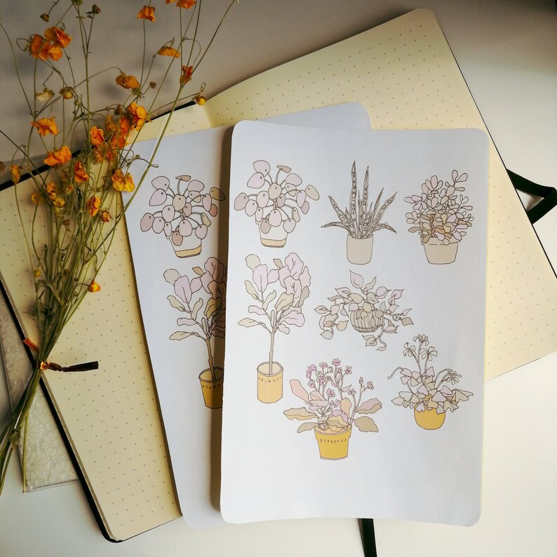 plant stickers aesthetic flower journal sticker pack etsy