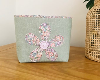 Cesta de almacenamiento de tela Liberty Michelle Pink, bonita cesta de almacenamiento, regalo para el hogar, almacenamiento en el hogar, cesta de hobby, cesta de flores