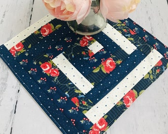 Pretty floral fabric patchwork placemat, vase mat, table mat, table protector