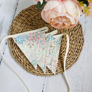 William Morris Mini Bunting, 5 flags, double sided, Outdoor bunting, Indoor bunting, Party/Wedding Bunting, summer bunting, pretty bunting