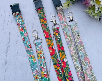 Liberty of London fabric lanyard, Key lanyard, ID holder, Work Pass holder, Bright Lanyard, Teacher Gift, Liberty fabric, Liberty  gift