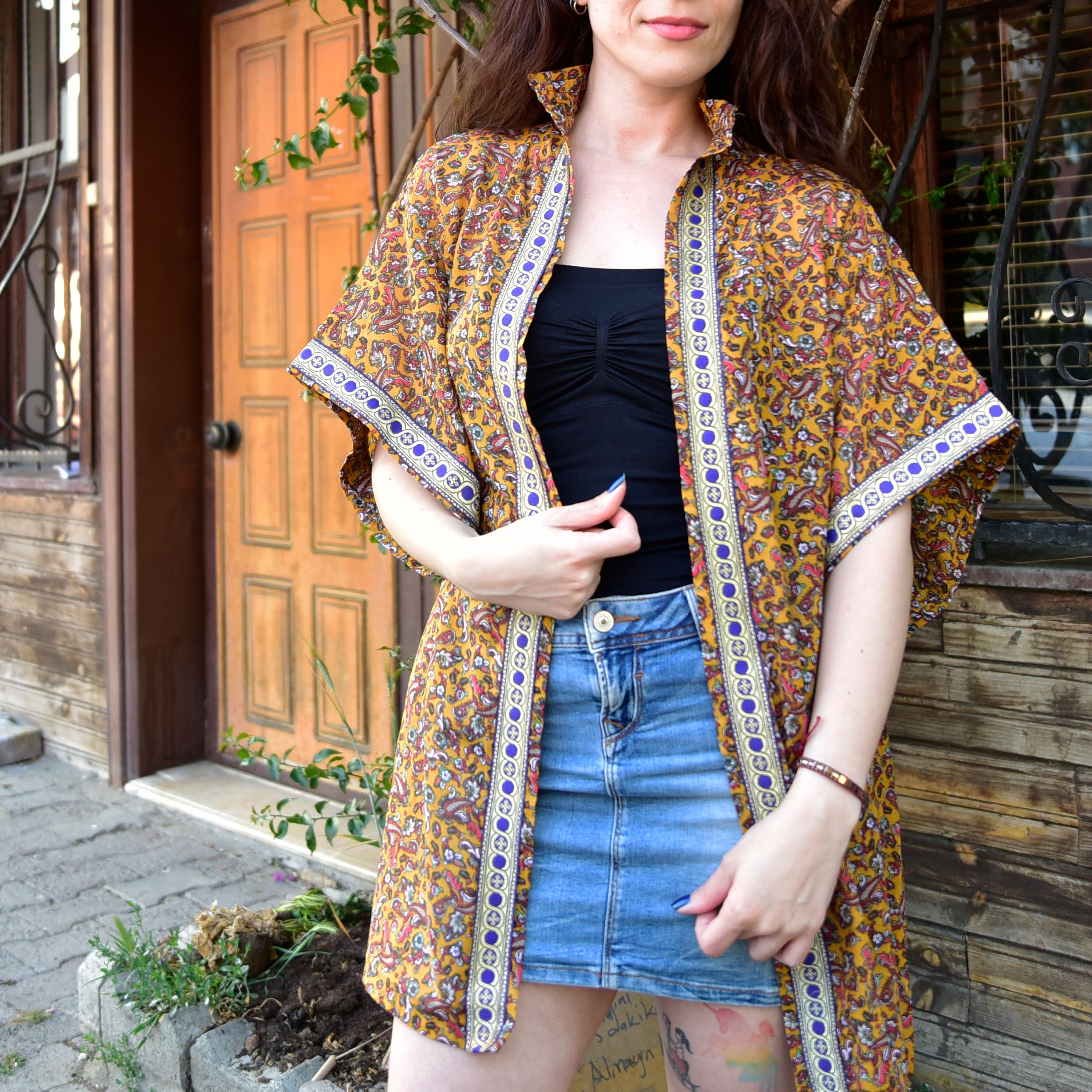 Kimono Boho Bohemian Kimono with Floral Pattern Coverup Etsy
