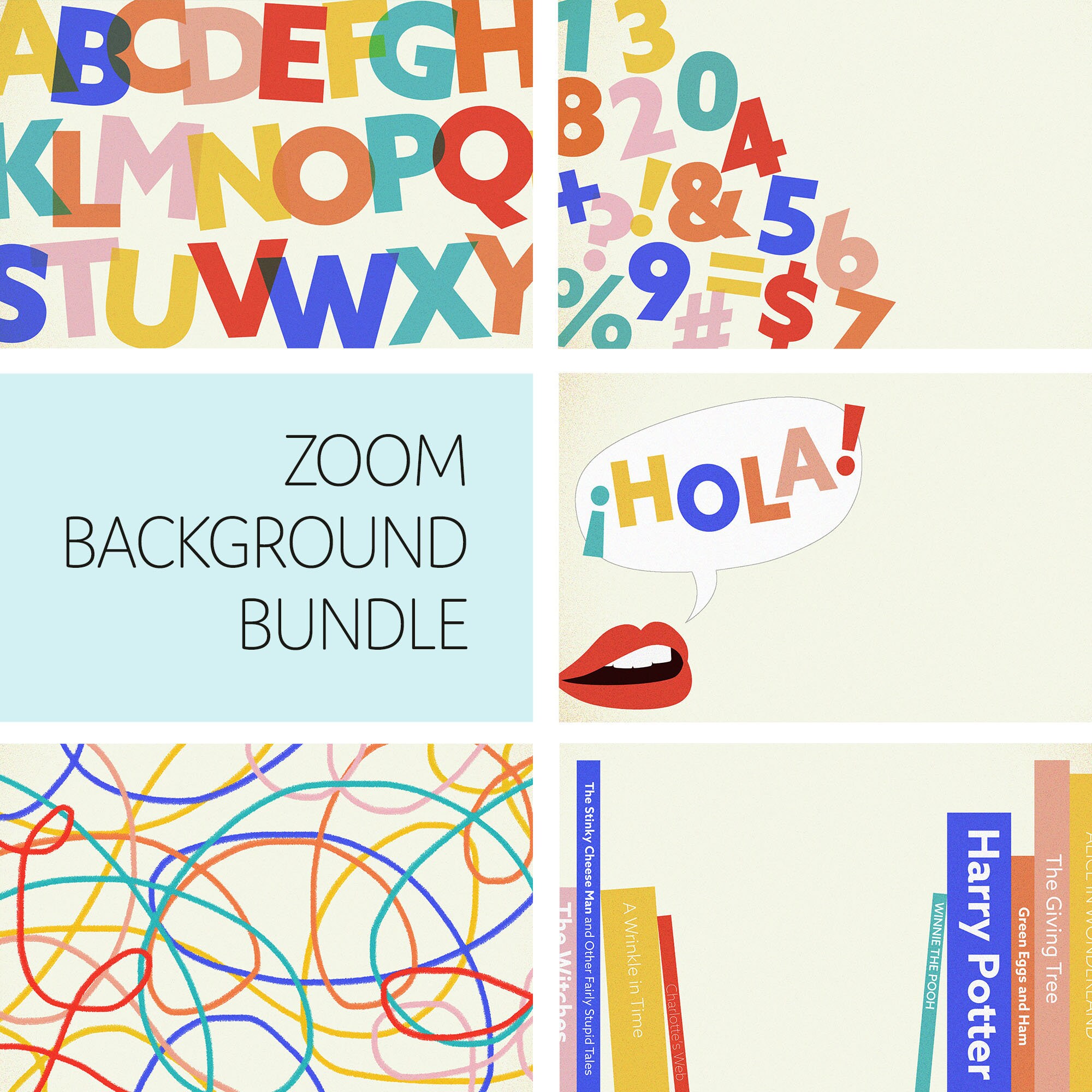 Zoom Background Education Pack Digital Download 5 Virtual Etsy